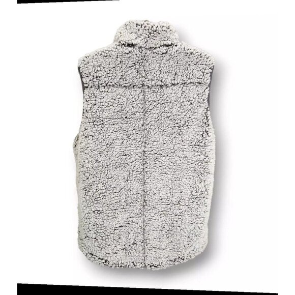Thread and Supply Vest Jacket Womens Medium Gray Sherpa Fleece Pockets Fuzzy Fur - Picture 6 of 6
